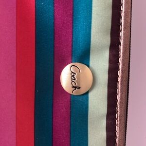 Small Coach Striped Clutch/Toiletry Bag